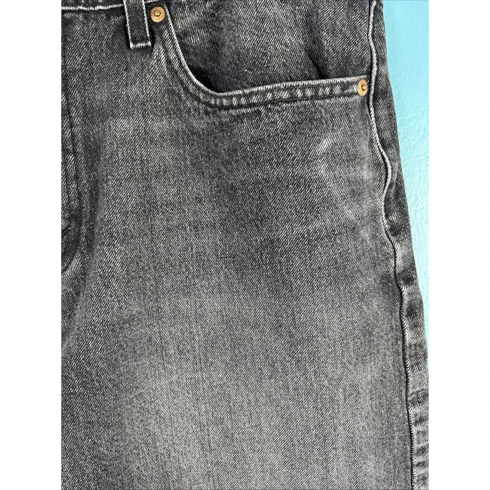 Levis 502 Jeans Mens 36x29 Black Tapered Fit Denim Fade Whiskers